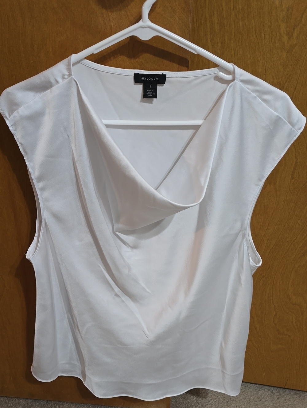 Halogen White Cowl Neck Sleeveless Blouse